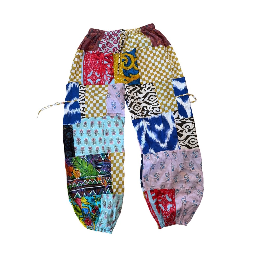 NWT Patchwork hippie boho lightweight jogger pant… - image 1